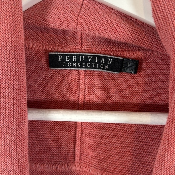 Peruvian Connection Salmon Pima Cotton Knit Cardigan Size Large - Picture 3 of 8